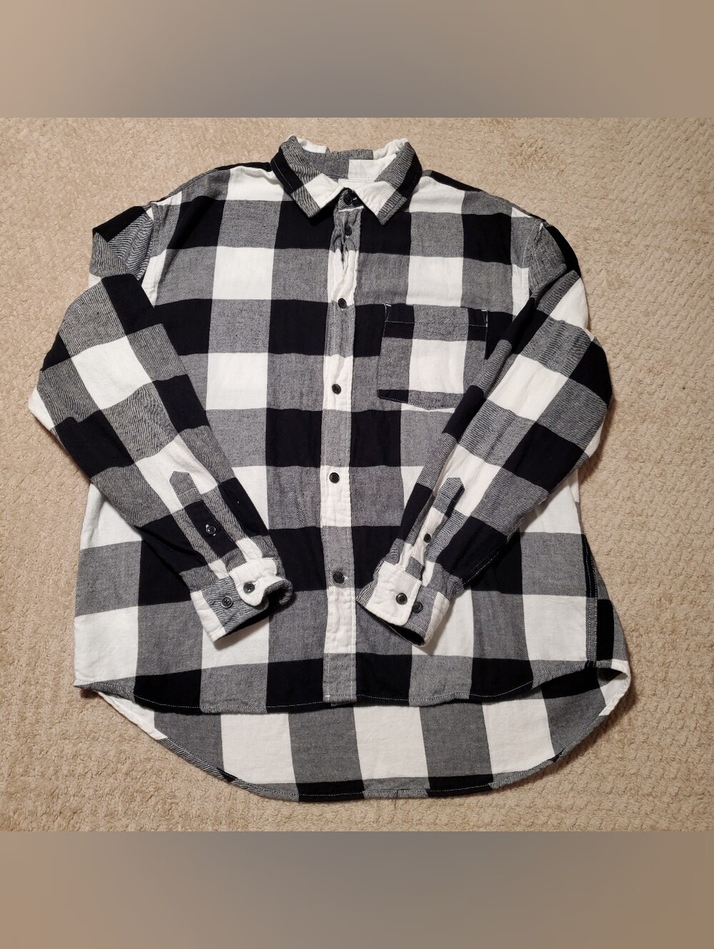 H&M Black and White Check Button-Up Shirt - Men's